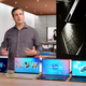 Chris Walker, vicepresidente corporativo de Intel y plataformas de clientes móviles de GM, muestra algunos de los portátiles que incluyen los procesadores de 11ª generación de Intel con gráficos Iris Xe.